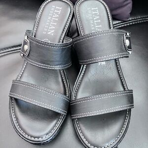 Italian Shoemakers Black Wedge Sandals